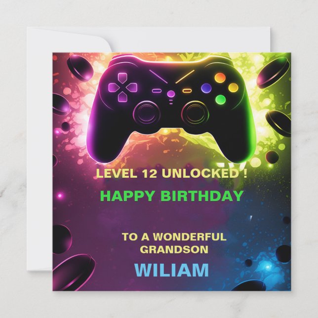 Carte d'anniversaire PersonaliZed Gamer (Devant)