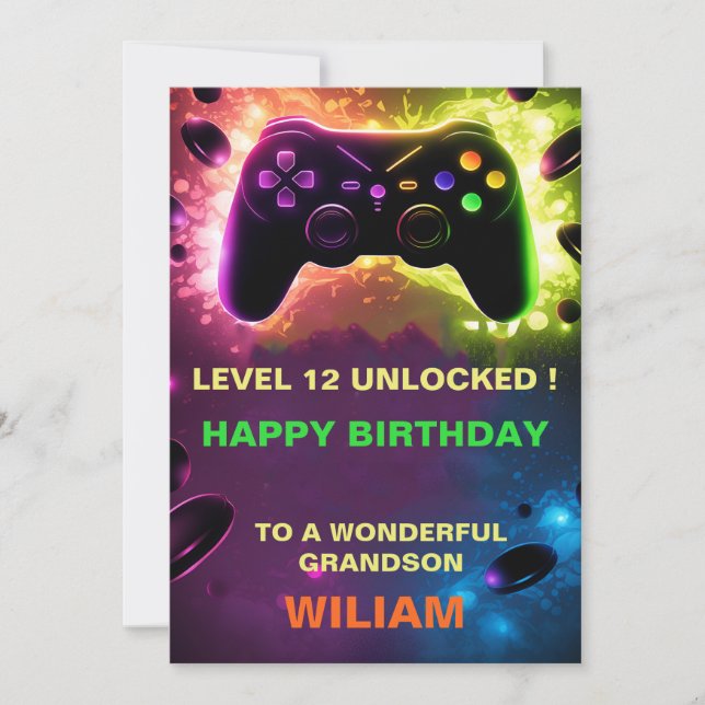 Carte d'anniversaire PersonaliZed Gamer (Devant)