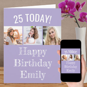 Carte d'anniversaire personnalisable avec 3 photos