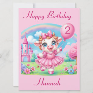 Carte d'anniversaire personnalisable Ballerina Cow