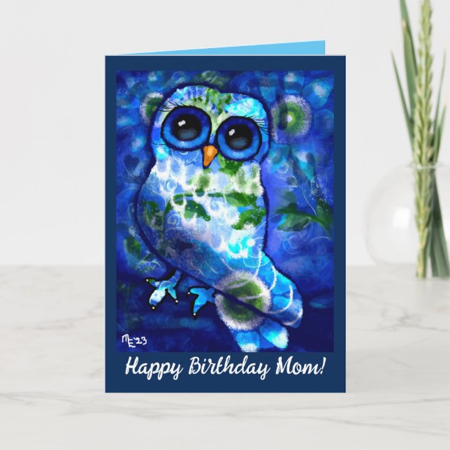 Carte d'anniversaire personnalisable - Chouette Ab (Devant)