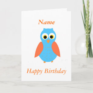 Carte d'anniversaire personnalisable Cute Owl
