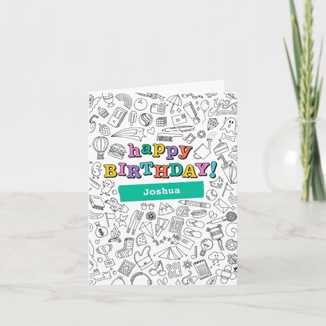 Carte d'anniversaire personnalisable de coloriage  (Devant)