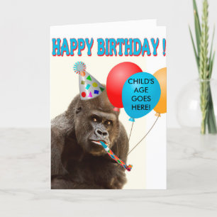 Carte d'anniversaire personnalisable de gorille