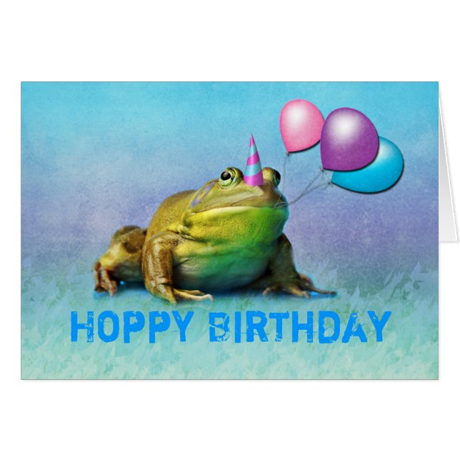 Carte d'anniversaire personnalisable de grenouille (Devant horizontal)