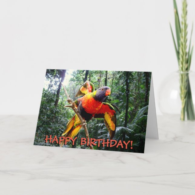 Carte d'anniversaire personnalisable de perroquet (Devant)
