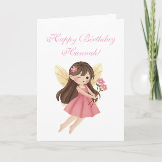 Carte d'anniversaire personnalisable Fée tenant de