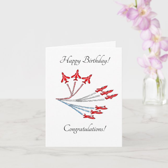 Carte d'anniversaire personnalisable Red Jet Plane (Orchidée)
