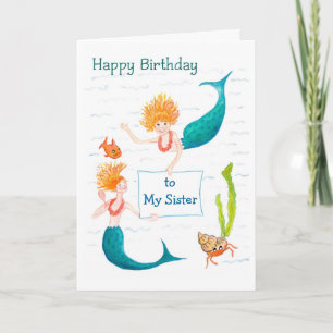 Carte d'anniversaire personnalisable - Sirènes