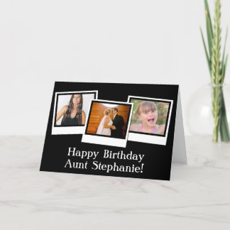 Carte d'anniversaire personnalisée à 3 photos avec
