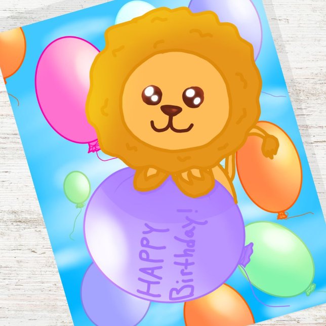 Carte d'anniversaire personnalisée à thème Lion co (Créateur téléchargé)