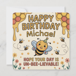 Carte d'anniversaire personnalisée abeille - Thème