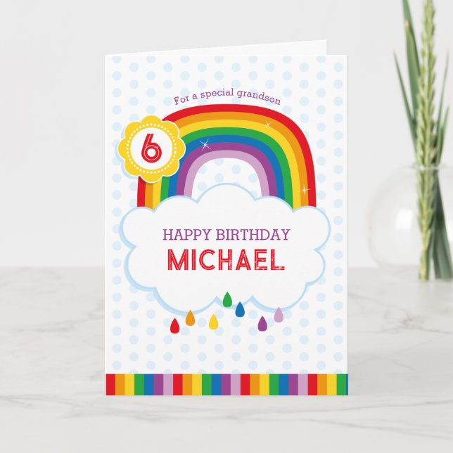 Carte d'anniversaire personnalisée Arc-en-ciel pou (Devant)