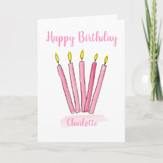 Carte d'anniversaire personnalisée aux bougies ros