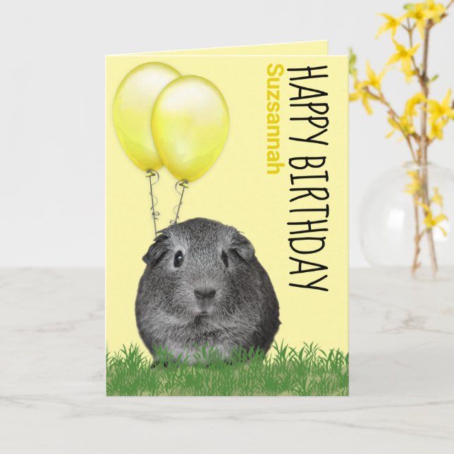 Carte d'anniversaire personnalisée avec cochons d' (Fleur jaune)