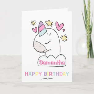 Carte d'anniversaire personnalisée avec licorne