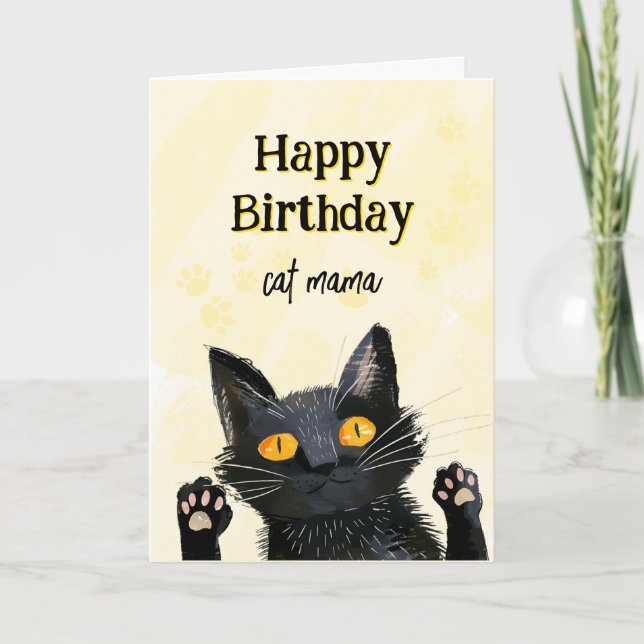 Carte d'anniversaire personnalisée avec un chat no (Devant)