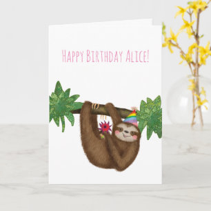 Carte d'anniversaire personnalisée avec un paresse