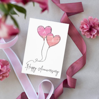 Carte d'anniversaire personnalisée Ballons Cœur Ro
