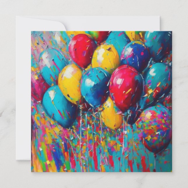 Carte d'anniversaire personnalisée | Ballons color (Devant)