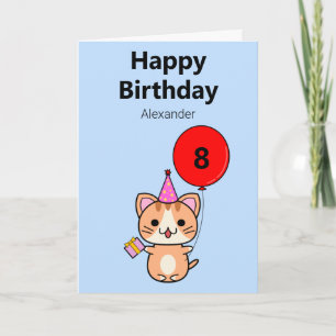 Carte d'anniversaire personnalisée Chat Mignon
