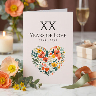 Carte d'anniversaire personnalisée Cœur floral