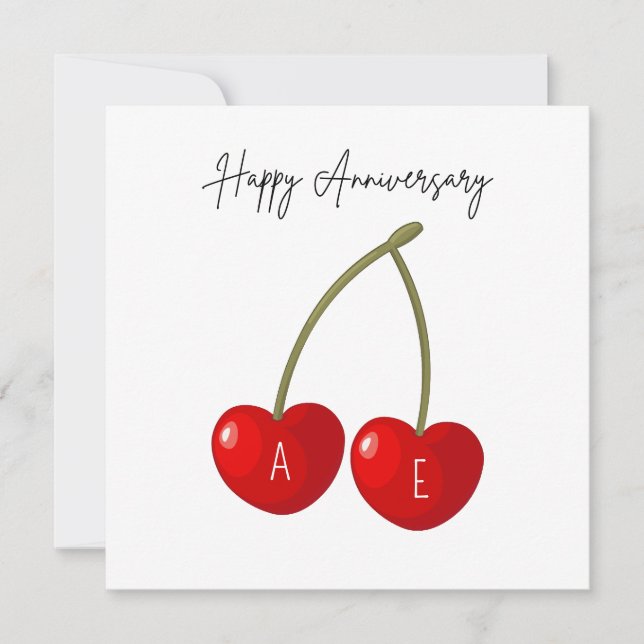 Carte d'anniversaire personnalisée Cœurs de Cerise (Devant)