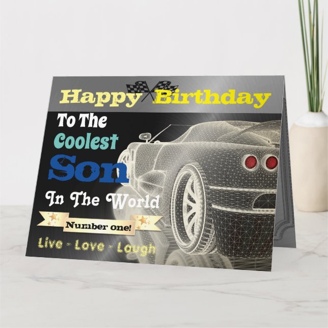 Carte d'anniversaire personnalisée cool pour fils (Devant)