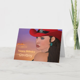 Carte d'anniversaire personnalisée Cowboy Cowgirl