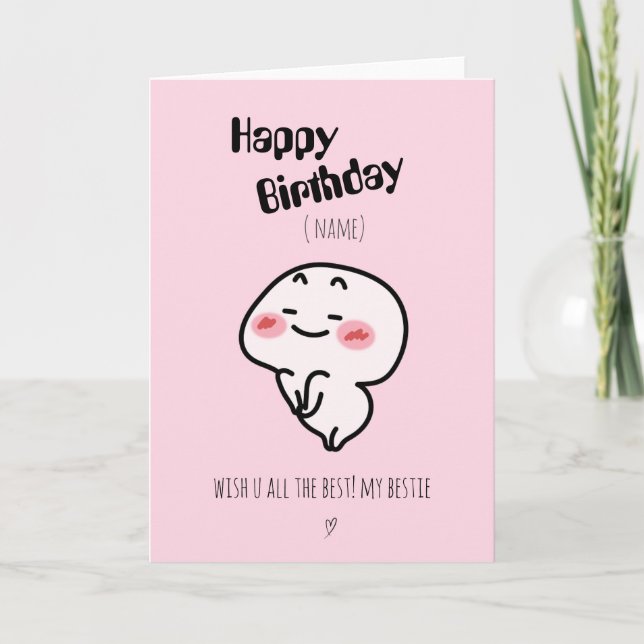 Carte d'Anniversaire personnalisée Cute rougissant (Devant)