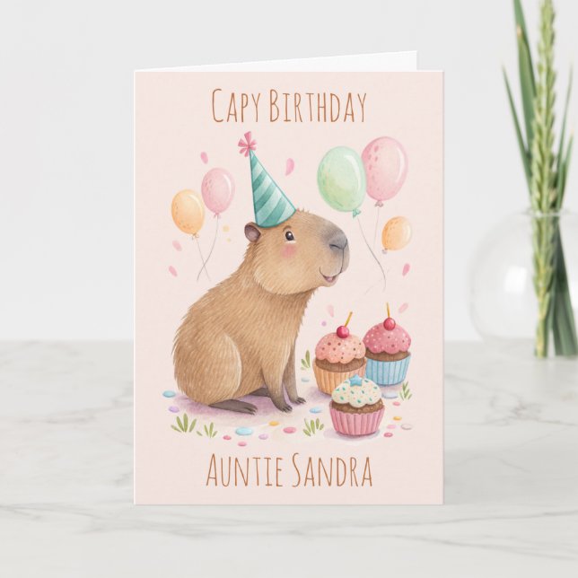 Carte d'anniversaire personnalisée de capybara (Devant)