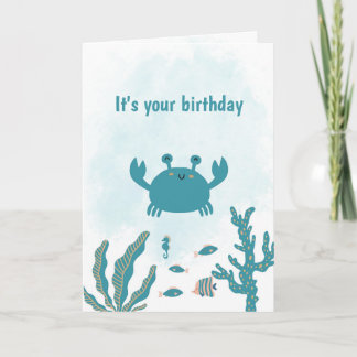 Carte d'anniversaire personnalisée de crabe mignon