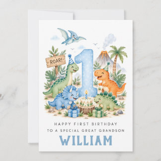 Carte d'anniversaire personnalisée de dinosaure po