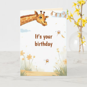 Carte d'anniversaire personnalisée de girafe migno