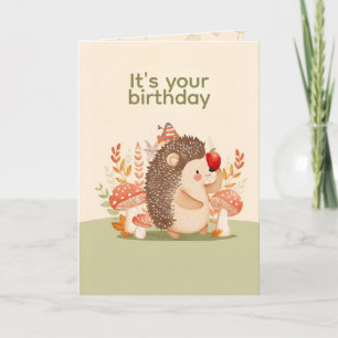 Carte d'anniversaire personnalisée de hérisson mig