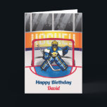 Carte d'anniversaire personnalisée de hockey sur g<br><div class="desc">Carte d'anniversaire personnalisée de hockey sur glace conçue par Cards Inspired.</div>