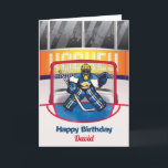 Carte d'anniversaire personnalisée de hockey sur g<br><div class="desc">Carte d'anniversaire personnalisée de hockey sur glace conçue par Cards Inspired.</div>