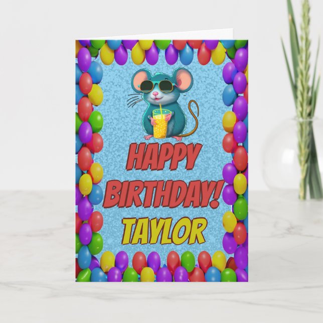 Carte d'anniversaire personnalisée de la souris (Devant)