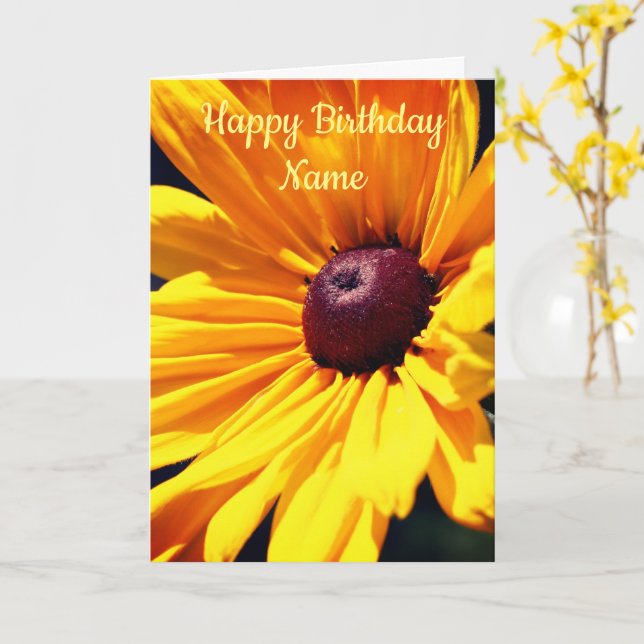 Carte d'anniversaire personnalisée de Susan Eyed n (Fleur jaune)