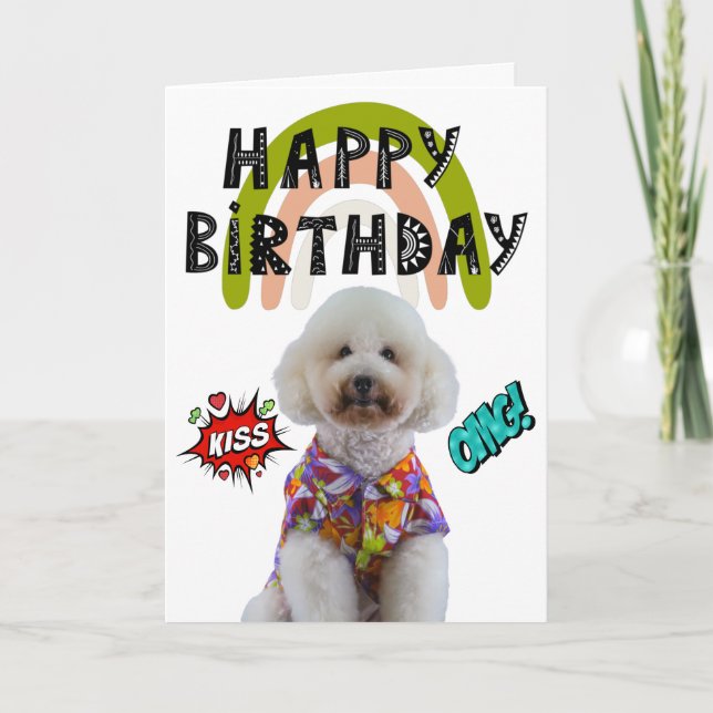 Carte d'anniversaire personnalisée de votre Poodle (Devant)