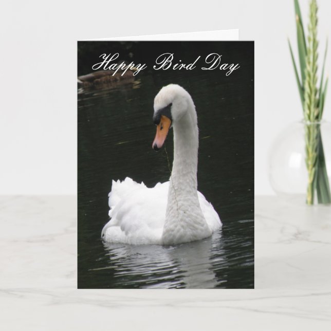 Carte d'anniversaire personnalisée du cygne blanc (Devant)