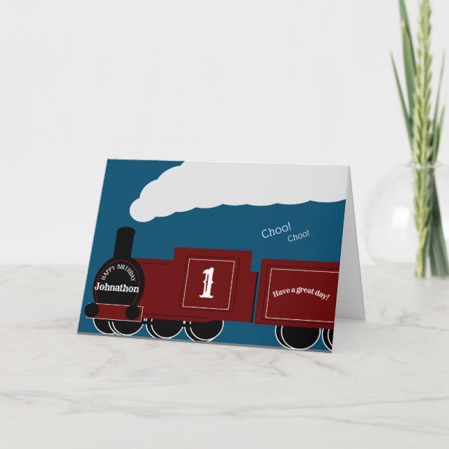 Carte d'anniversaire personnalisée du train à vape (Devant)