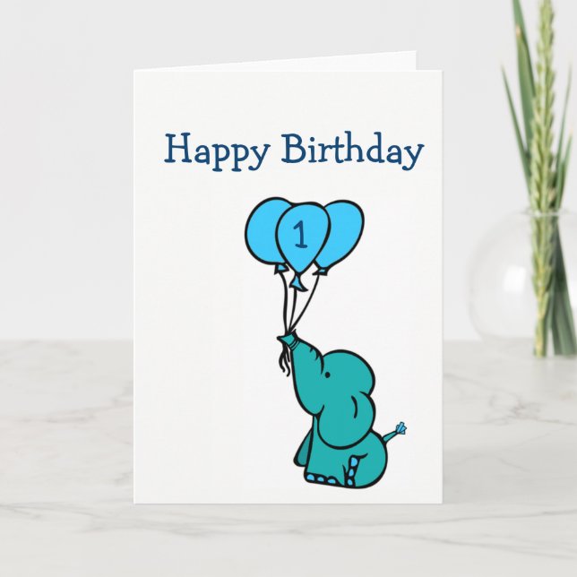 Carte d'anniversaire personnalisée - Elephant (Devant)