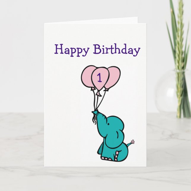 Carte d'anniversaire personnalisée - Elephant (Devant)
