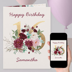Carte d'anniversaire personnalisée Fleur Numéro 16