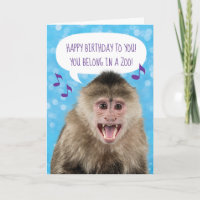 Carte d'anniversaire personnalisée Funny Monkey Si