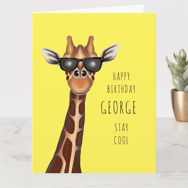 Carte d'anniversaire personnalisée - Girafe 'Reste (Petite plante)