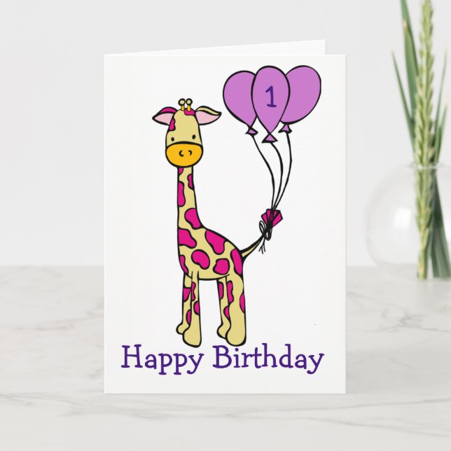 Carte d'anniversaire personnalisée - Giraffe (Devant)