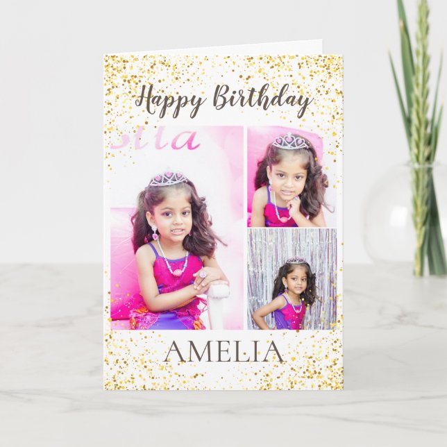 Carte d'anniversaire personnalisée Gold Splatter (Devant)