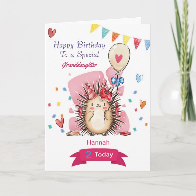 Carte d'anniversaire personnalisée hérisson mignon (Devant)